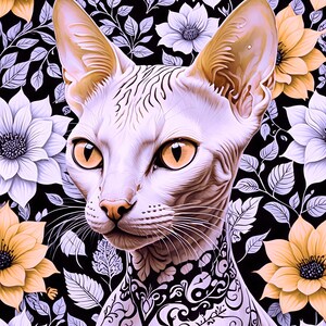 Floral Cat 2 100 PNG clipart téléchargement numérique (FLORALCATS101-200) utilisation commerciale