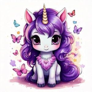 CHIBI UNICORNS 50 JPG Clipart digitaler Download Bundle (LMCHHIBIUNICORNS451-500)