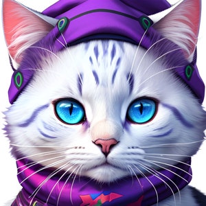 Ensemble de téléchargement d'illustrations numériques CATS In Hat (Vol 6) 100 Jpg