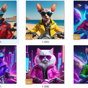BIKER CATS, prête à l'emploi, impression par transfert thermique par sublimation par lots de 10 images, avec un choix de 10 lots (LMHBIKERCATS501-600)