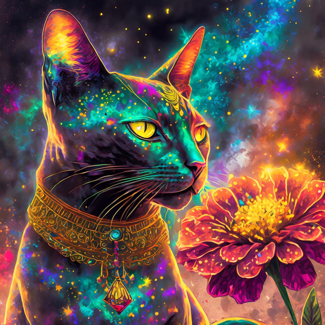 Galactic Floral Cats 50 JPG Clipart/tumbler Wrap Digital Download ...