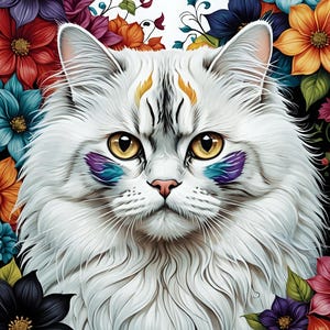 Floral Cat 2 100 PNG clipart téléchargement numérique (FLORALCATS201-300) utilisation commerciale