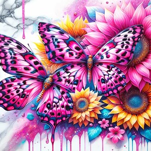 Impressions par transfert thermique par sublimation papillon : lot de produits prêts à être imprimés