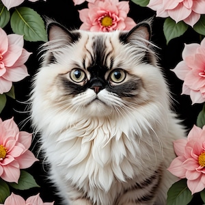 Ensemble floral de chat 2 100 PNG clipart de téléchargement numérique (FLORALCATS801-900) à usage commercial