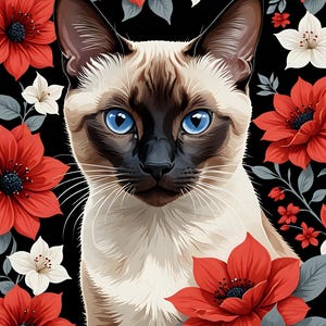 Floral Cat 2 100 PNG clipart téléchargement numérique (FLORALCATS701-800) utilisation commerciale