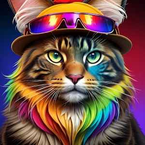 Ensemble de téléchargement d'illustrations numériques CATS In Hat (Vol 12) 50 Jpg