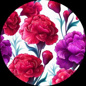 Carnation Coaster Ready To Press Sublimation Heat Teansfer Print Bundles of 10 sheets 60 designs 2 bundle choices (LMHFLORALCOASTERS121-240)