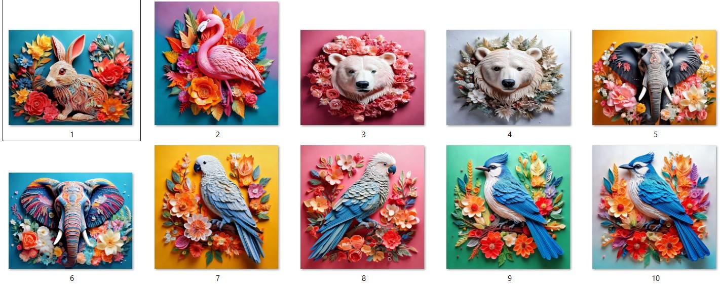 3D Animal Ready to Press Sublimation Heat Transfer Print Bundle of 10 ...
