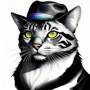 Ensemble de téléchargement d'illustrations numériques CATS In Hat (Vol 8) 50 Jpg
