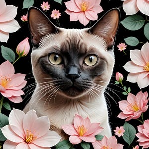 Ensemble floral de chat 2 100 PNG clipart de téléchargement numérique (FLORALCATS501-600) à usage commercial