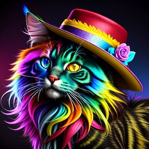 Ensemble de téléchargement d'illustrations numériques CATS In Hat (Vol 7) 50 Jpg