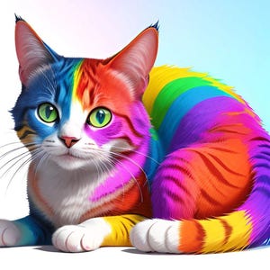 Colorful Cat Sublimation Design Téléchargement numérique de 100 images PNG et JPG