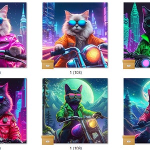 Impressions prêtes à imprimer par sublimation BIKER CATS par lot de 10 images, avec un choix de 10 lots (LMHBIKERCATS101-200)