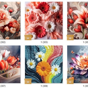 FLORAL すぐに印刷可能な昇華熱転写プリント 10 枚セット 10 枚セットから選択 (LMHFLORAL301-400)#4