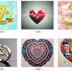 LIEFDE & ANNIVERSARY Kant-en-klare sublimatie warmteoverdracht printbundel van 10 afbeeldingen met keuze uit 10 bundels (CAGlove201-300)