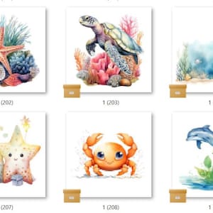 Impression SEA LIFE, sublimation, transfert thermique, prête à l'emploi, lots de 10 impressions, choix de 10 lots (DAGSEALIFE201-300)