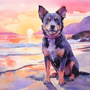 Beach Dogs, pacchetto di trasferimento termico a sublimazione pronto per la stampa di 10 stampe di immagini (PBflc 41-50)
