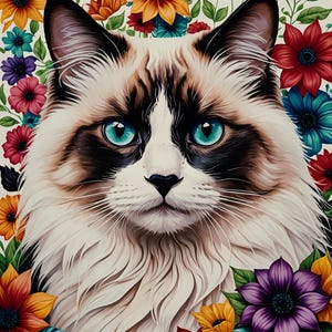 Floral Cat 2 100 PNG clipart téléchargement numérique (FLORALCATS01-100) utilisation commerciale