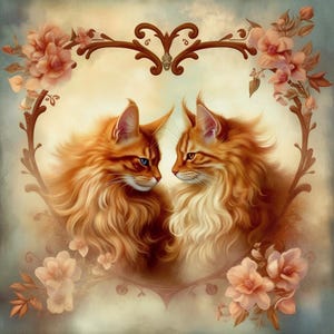 La Saint-Valentin chat Couples clipart 100 PNG en téléchargement numérique Bundle (LMHVALENTINECATS301-400) Usage commercial