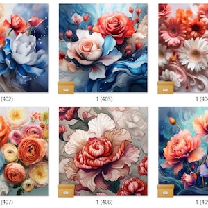 FLORAL すぐに印刷可能な昇華熱転写プリント 10 枚セット 10 枚セットから選択 (LMHFLORAL401-500)#5