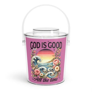 Dieu est bon seau à glace avec pinces - Parfait pour les fêtes d'été, les célébrations et les cadeaux, articles de bar amusants, décoration d'intérieur