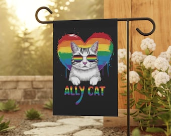 Premium Quality Pride Garden Banner, Vibrant LGBTQ+ Decor, Cat Lovers Flag, Outdoor Flag for Yards, Garden Flag Made in USA