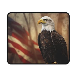 Patriotic Eagle Non-Slip Gaming Mouse Pad - Ideal for Gamers, Home Office, USA Lovers, Gifts, Veteran Decor, Memorial Day