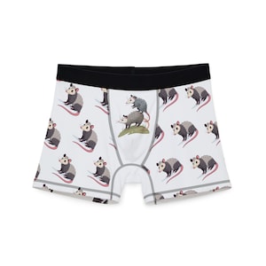 Playful Possum Men&#39;s Boxers, Funny Underwear, Gifts for Him, Unique Loungewear, Quirky Boxer Briefs