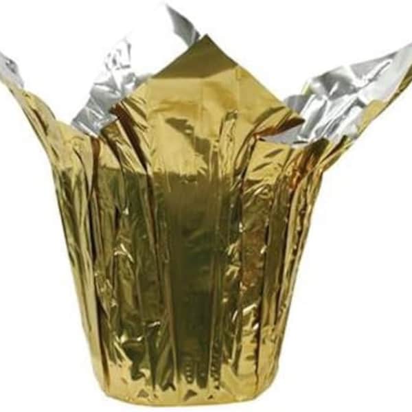 Queen of Wrap Premium 6" Matte Floral foil Plant Pot Covers - 5 Units (Gold)
