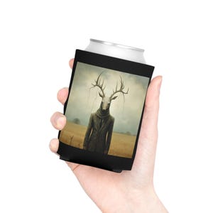 Mystical Deer Can Cooler, Nature Vibes, Unique Beer Sleeve, Gift for Outdoor Lovers, Campfire Accessory, Fantasy Themed Drink Holder