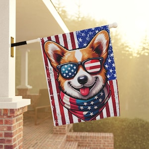 Patriotic Corgi Garden Flag - Fun Dog Decor for Home, Yard, 4th of July, BBQ, Flag Day, Pet Lovers, Outdoor