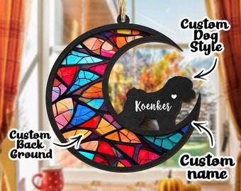 Gepersonaliseerde Dog Memorial Suncatcher, Voeg uw aangepaste huisdiernaam toe, Dog Memorial Ornament Verlies van huisdiersympathie, Perfect voor dierenliefhebber of familie