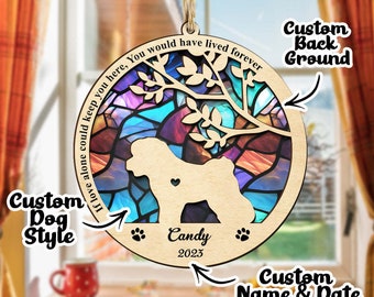 Gepersonaliseerde Dog Memorial Suncatcher, Voeg uw aangepaste huisdiernaam toe, Dog Memorial Ornament Verlies van huisdiersympathie, Perfect voor dierenliefhebber of familie