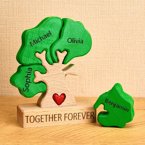 Wooden Family Tree Puzzle with Personalized Names, Perfect Housewarming Gifts, Gifts for Him Her Mom Dad Grandparents, Family Keepsakes gift