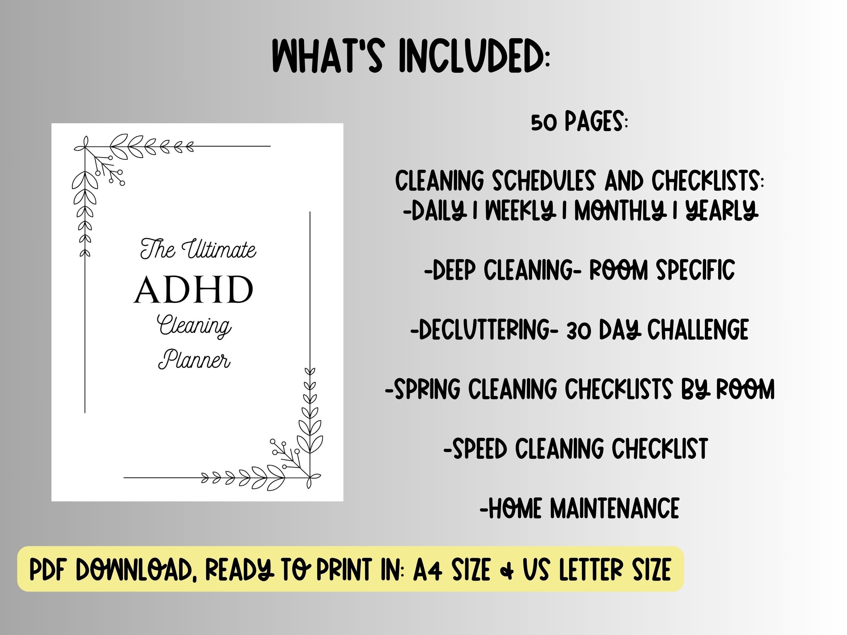ADHD Cleaning Planner Bundle Daily Weekly Monthly Cleaning Checklists ...