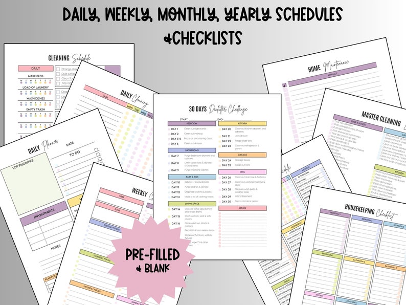 ADHD Cleaning Planner Bundle Daily Weekly Monthly Cleaning Checklists ...