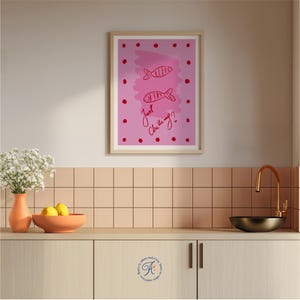 Pink Fish Poster: &quot;Just Chilling?&quot; Whimsical Art (Digital Download)