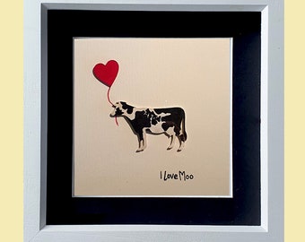 Cow Art 'I Love Moo' Gift