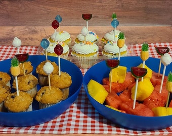 Patriotic & Fruit Food Picks - bbq accessory, summer decor, father&#39;s day gift, july 4th decor
