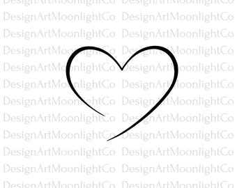 オープンハート 10 インスタントダウンロード（白黒） 2-SVG、2-PNG、2-jpg、2-Pdf、2-Aİ、デジタルダウンロード