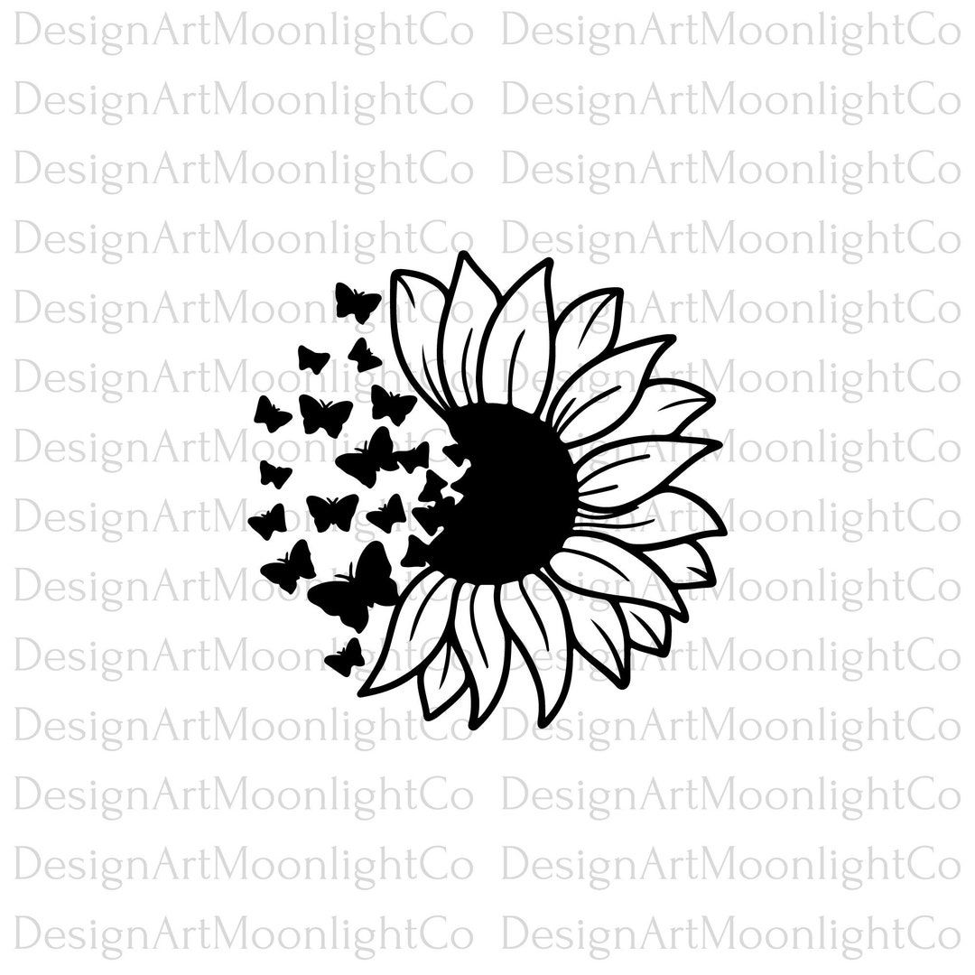 Sunflower Butterfly Svg Sunflower Svg Butterfly Svg Etsy