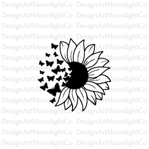 Sunflower Butterfly svg, Sunflower svg, Butterfly svg, Sunflower Butterfly for Cricut, Sunflower with Butterfly cut file clipart svg png ai