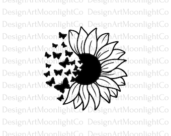 Mariposa de girasol svg, Girasol svg, Mariposa svg, Mariposa de girasol para Cricut, Girasol con archivo de corte de mariposa clipart svg png ai