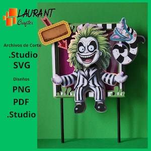 ビートルジュース トッパー、ケーキ トッパー ハロウィン、SVG および .Studio デジタル ファイル