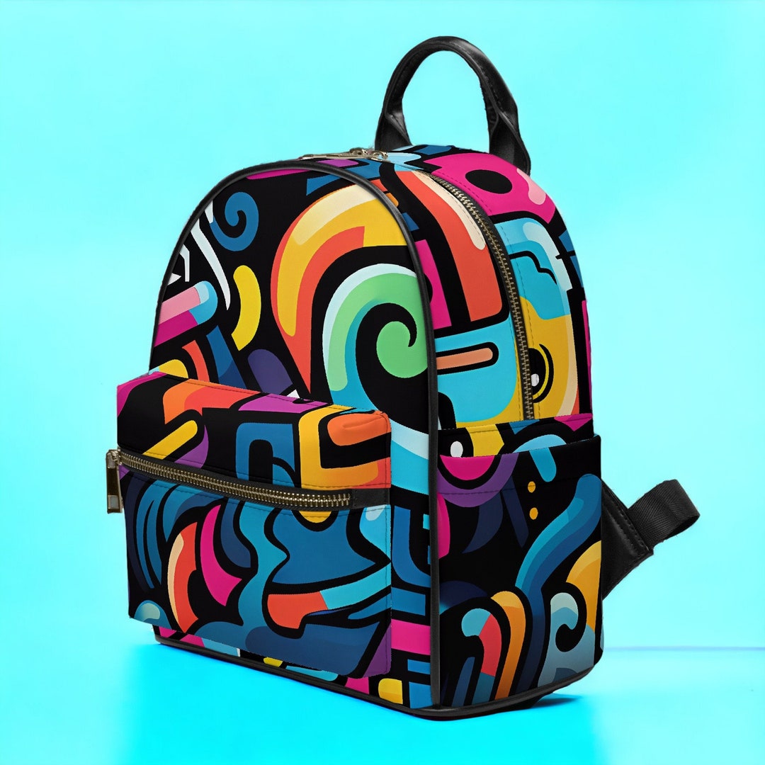 GRAFFITI Vegan Leather Graffiti Backpack Organizer Backpack Etsy