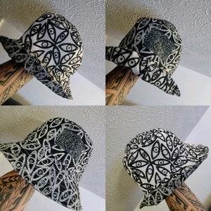 Black and White reversible psychedelic eyes bucket hat