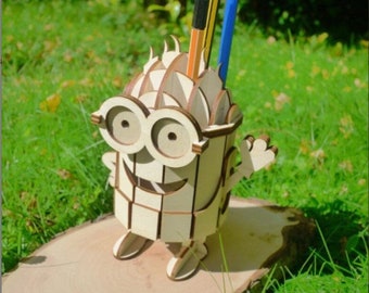 3D Wooden Minion Pencil Holder: Laser Cut CNC File (Digital Download)