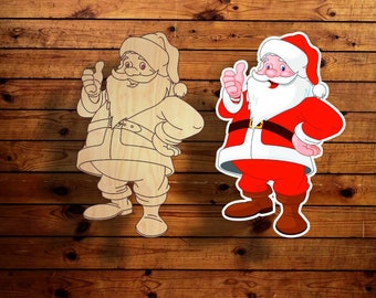 Père Noël Noël graver Design Vector 3D Puzzle scène en bois cdr Dxf Svg Cut File laser