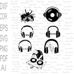 DJ headphones Music Svg T-Shirt Download Svg Png Pdf Ai Eps Cut Files Vector