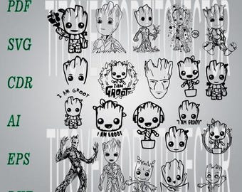 Cut Groot t-Shirt Png Download Svg Png Pdf Ai Eps Cut Sticker Files Vector